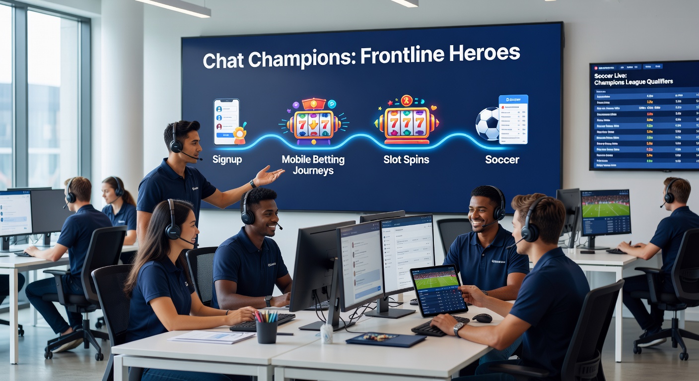 Chat support agent dashboard displaying multiple conversations on soccer bets and slot queries during peak hours