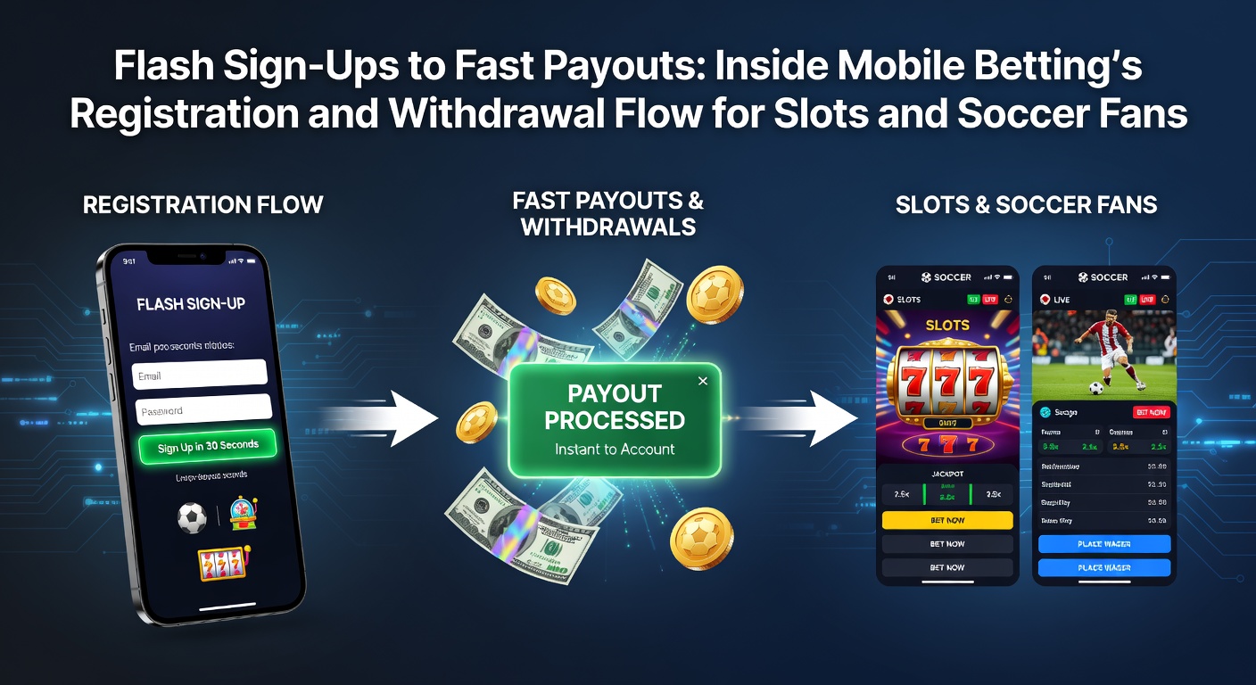 Mobile phone screen showing a quick betting app signup process with slots and soccer icons