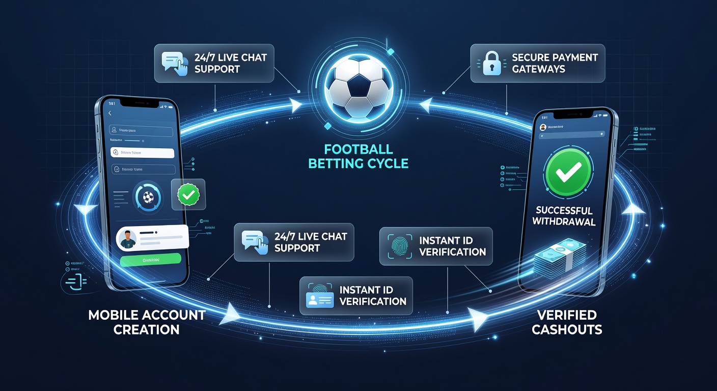 Customer support agent assisting a user via mobile chat while football odds and slot reels display on screen