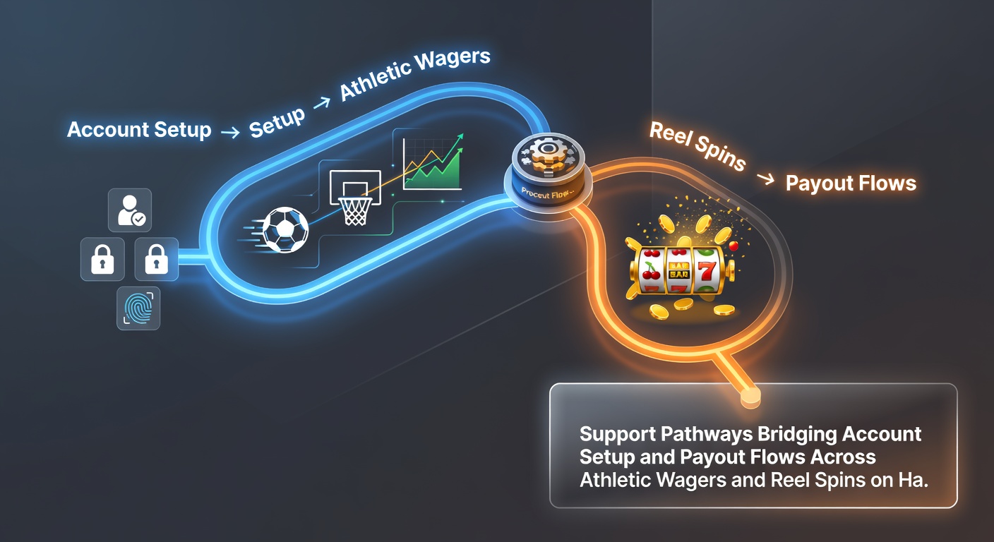 Illustration of connected mobile flows between sports betting setup, slot sessions, and unified payout processing