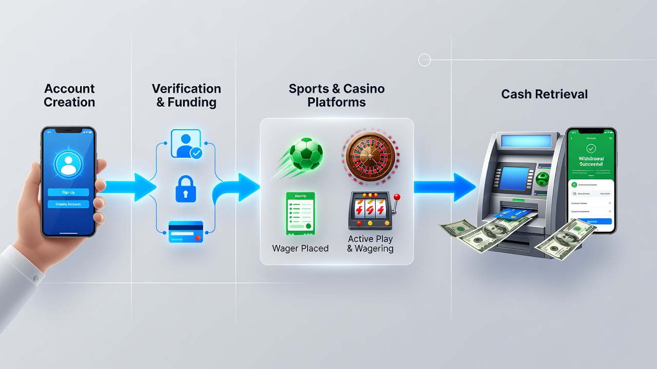 Close-up view of a smartphone screen showing withdrawal request confirmation and transaction history in a betting app