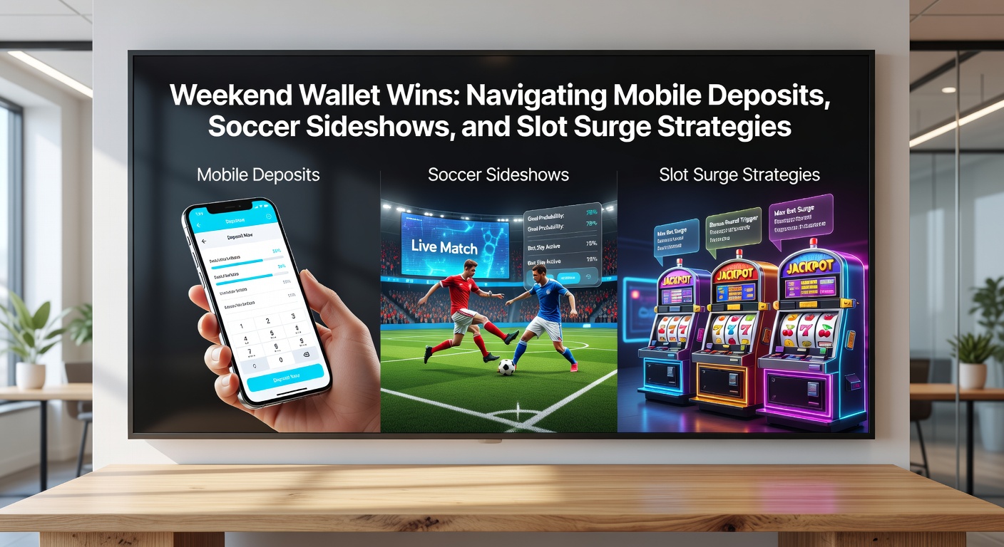 Dynamic split-view of a soccer stadium crowd cheering with overlaid slot reels spinning and a mobile deposit notification